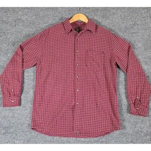 Aigle‎ Mens Flannel Shirt Red Plaid Long Sleeve Button Up 100% Cotton Large